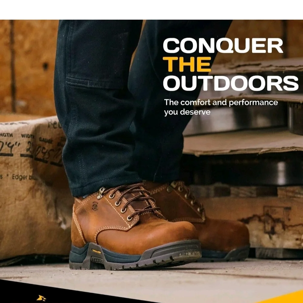 Carolina Waterproof Steel Toe Work Boots Brown Leather Lace Up Mens